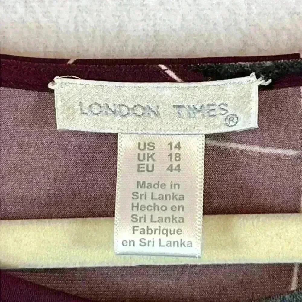 London Times Women’s Dress Size 14 Purple /Grays Floral Midi NWOT - Picture 2 of 9